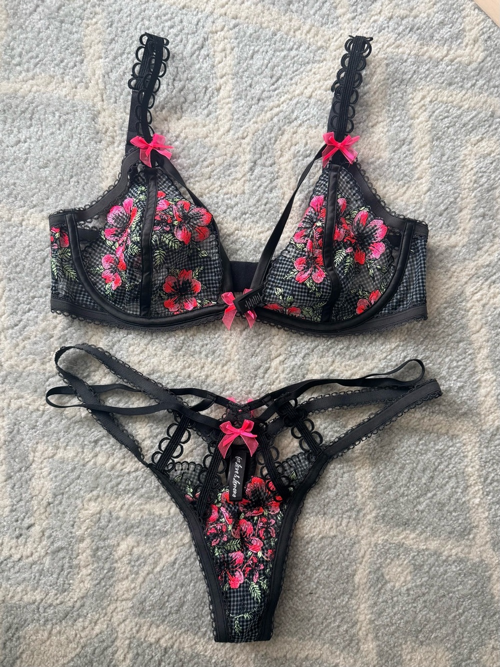For Love & Lemons Penelope Bra & Thong Set size M NWOT